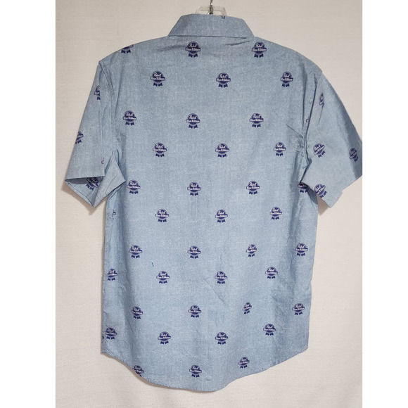 Pabst blue ribbon beer collared button down short sleeve shirt size small - Picture 6 of 7